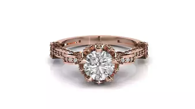 STL 3DM Print Ready Women Diamond Ring Lightweight Printable 