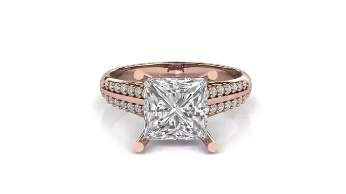 STL 3DM Print Ready Women Diamond Ring Lightweight Printable 