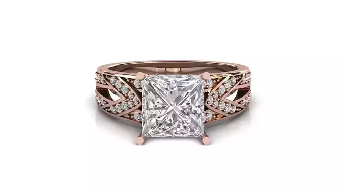 STL 3DM Print Ready Women Diamond Ring Lightweight Printable 