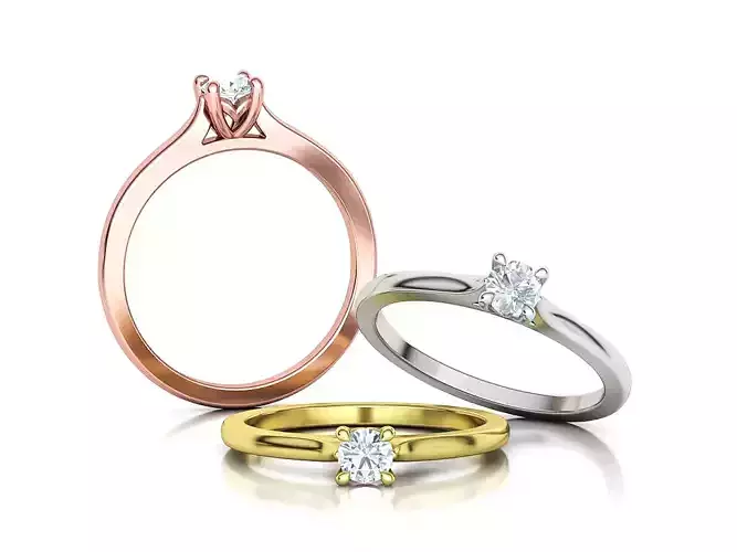 Aurora 4mm Gem Solitaire Engagement Promise Ring 3dmodel  3D print model