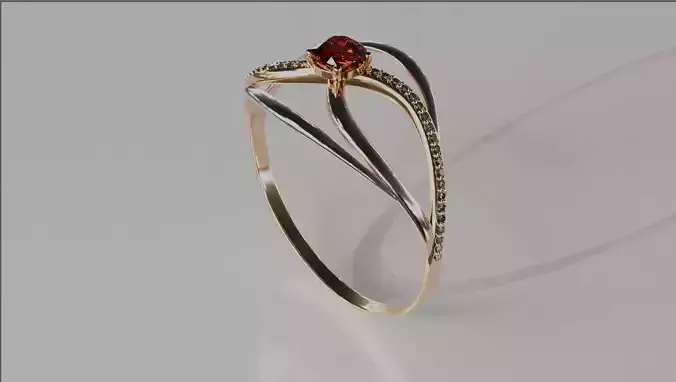 Anel de Ruby Cravejado com pequeno diamantes