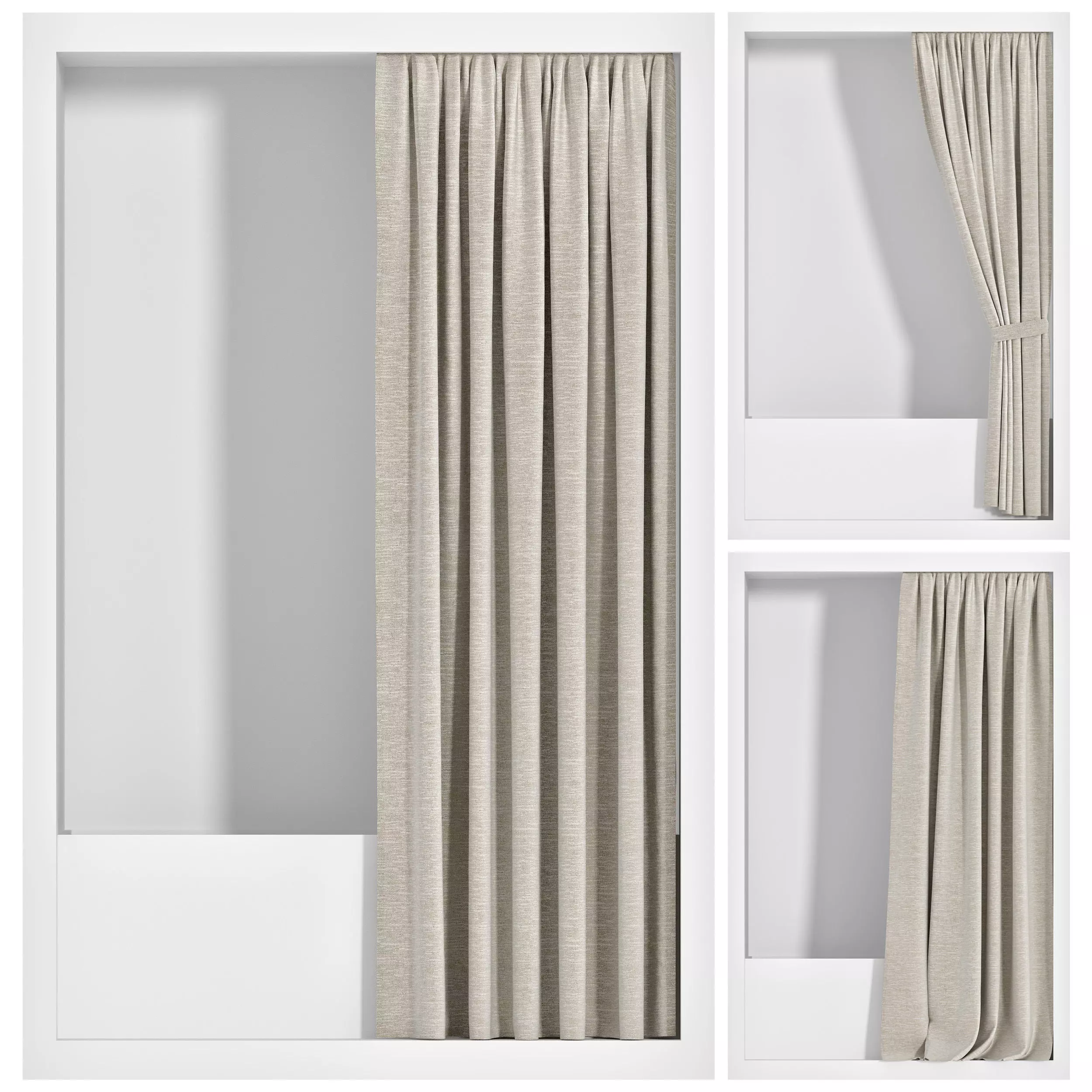 Shower Curtains set 07 3D model_0