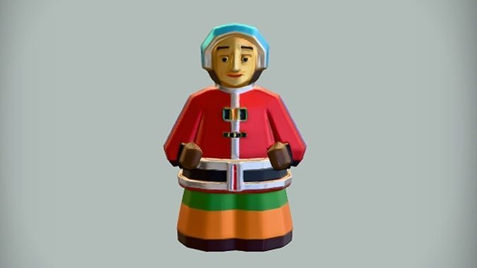 Wooden Santa figure 3D Game Ready Model 3D model