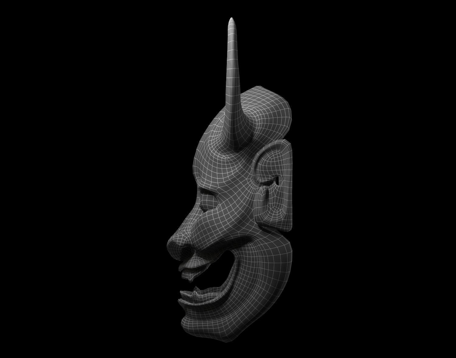 Hannya Mask - Japanese Noh mask Low-poly 3D model_13