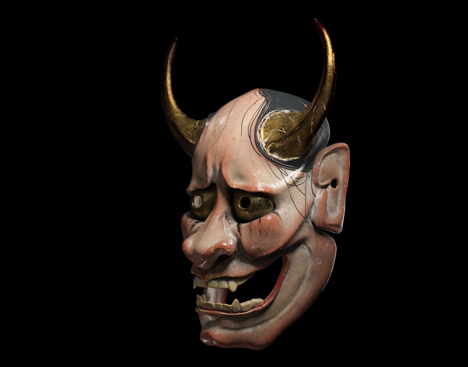 Hannya Mask - Japanese Noh mask Low-poly 3D model_8