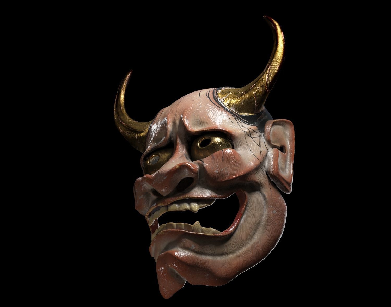 Hannya Mask - Japanese Noh mask Low-poly 3D model_6