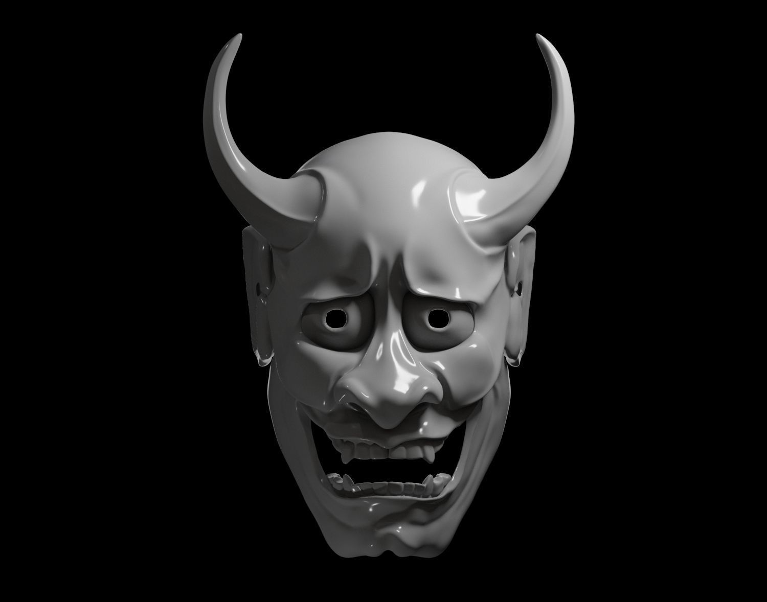 Hannya Mask - Japanese Noh mask Low-poly 3D model_9
