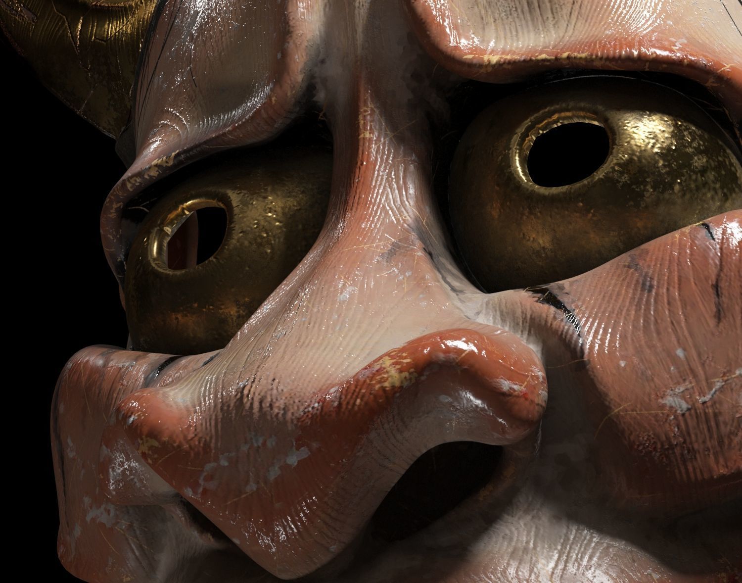 Hannya Mask - Japanese Noh mask Low-poly 3D model_4