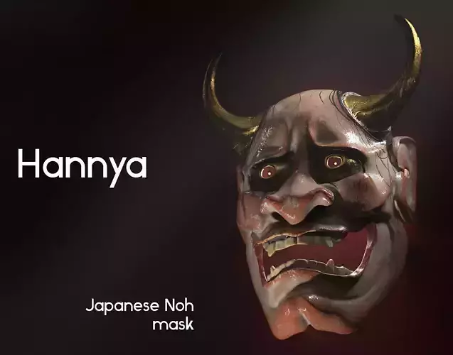 Hannya Mask - Japanese Noh mask Low-poly 3D model