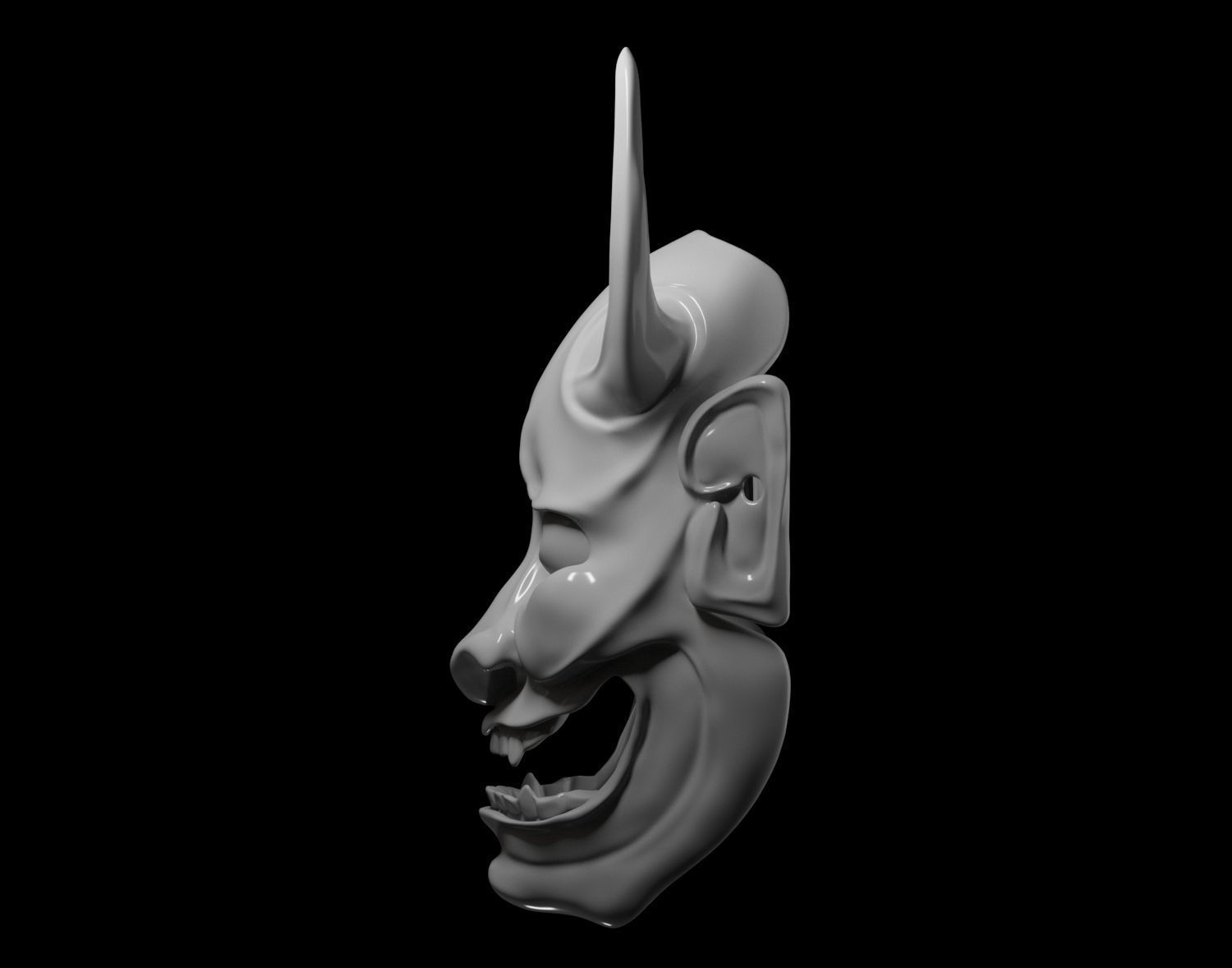 Hannya Mask - Japanese Noh mask Low-poly 3D model_10