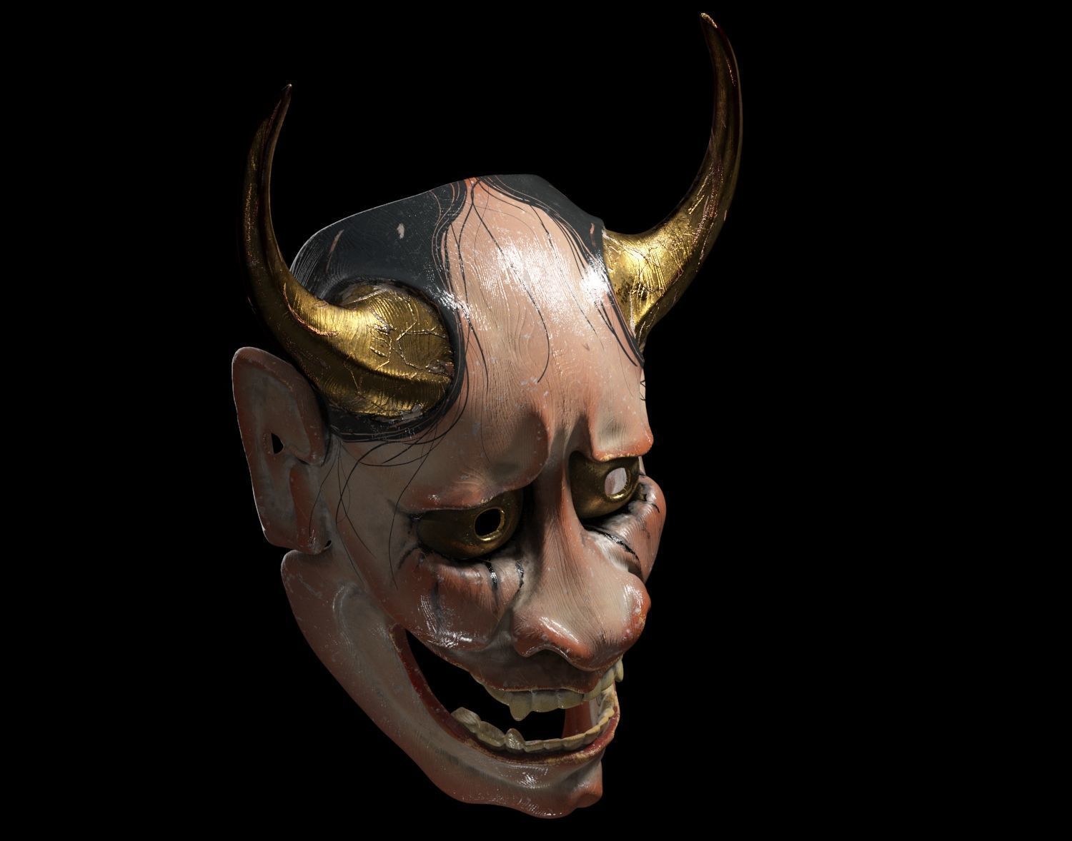 Hannya Mask - Japanese Noh mask Low-poly 3D model_5