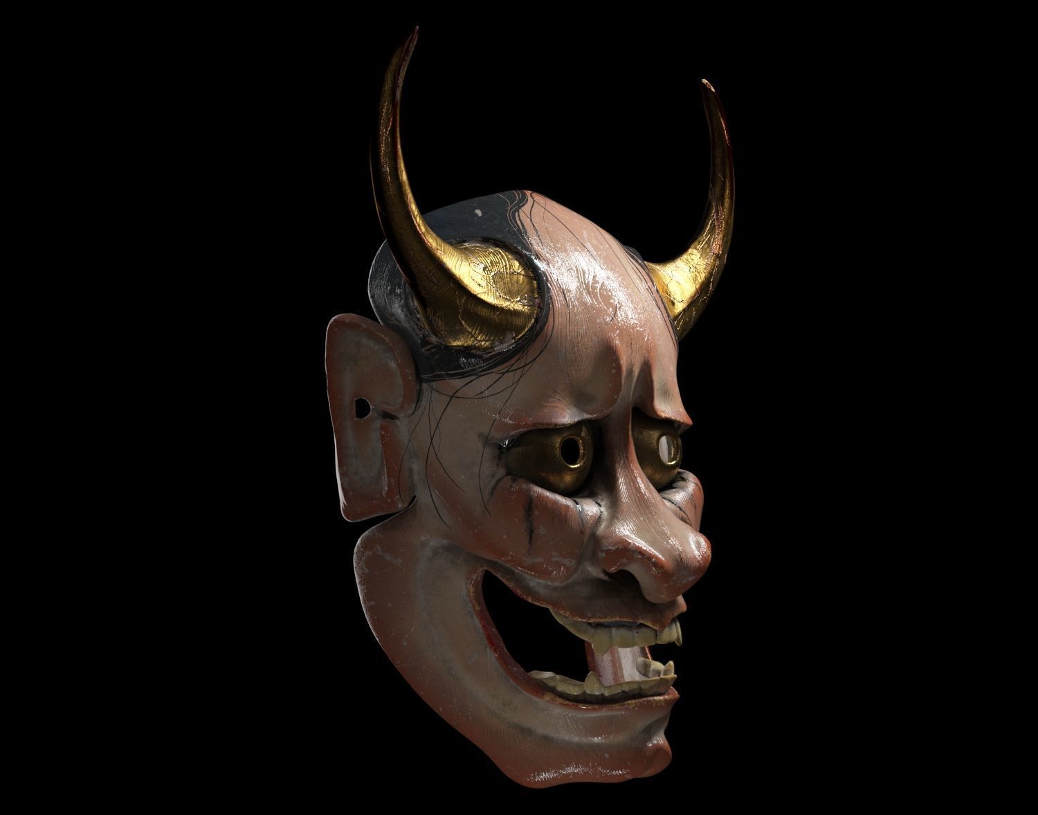Hannya Mask - Japanese Noh mask Low-poly 3D model_7