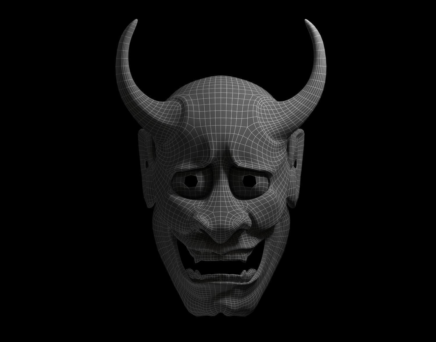 Hannya Mask - Japanese Noh mask Low-poly 3D model_12