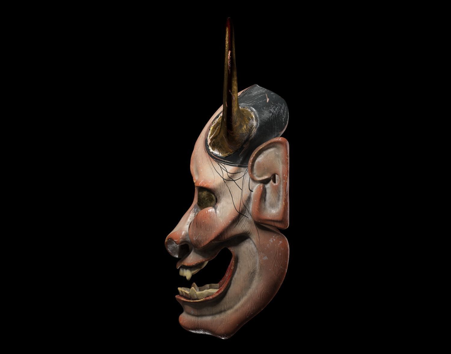 Hannya Mask - Japanese Noh mask Low-poly 3D model_2