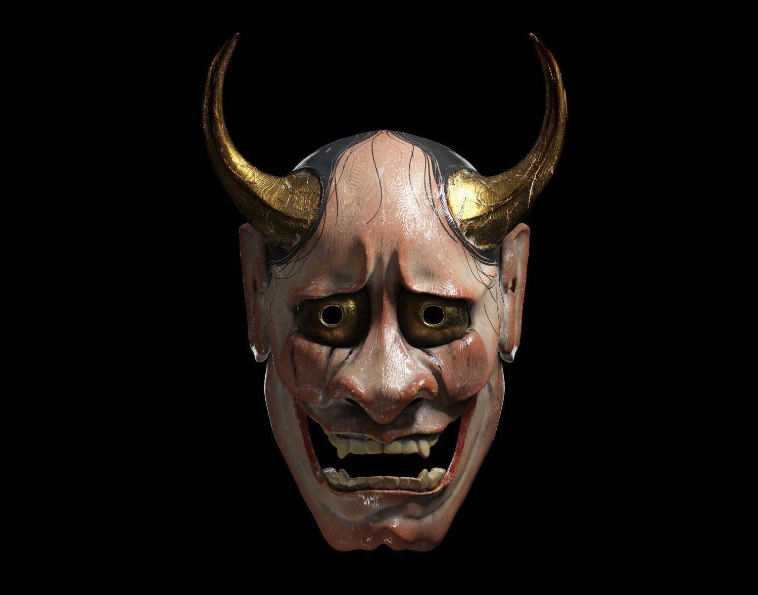 Hannya Mask - Japanese Noh mask Low-poly 3D model_1