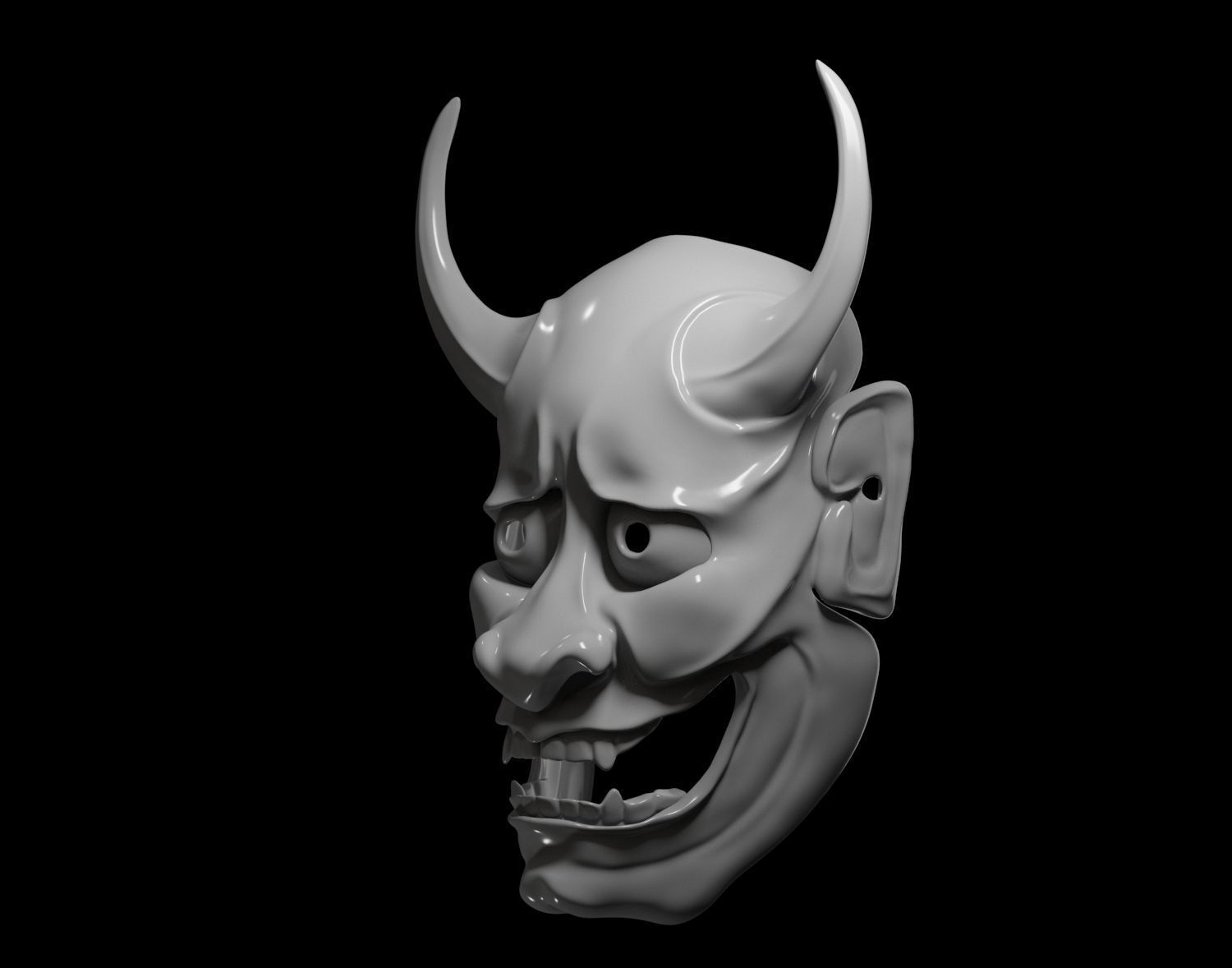 Hannya Mask - Japanese Noh mask Low-poly 3D model_11