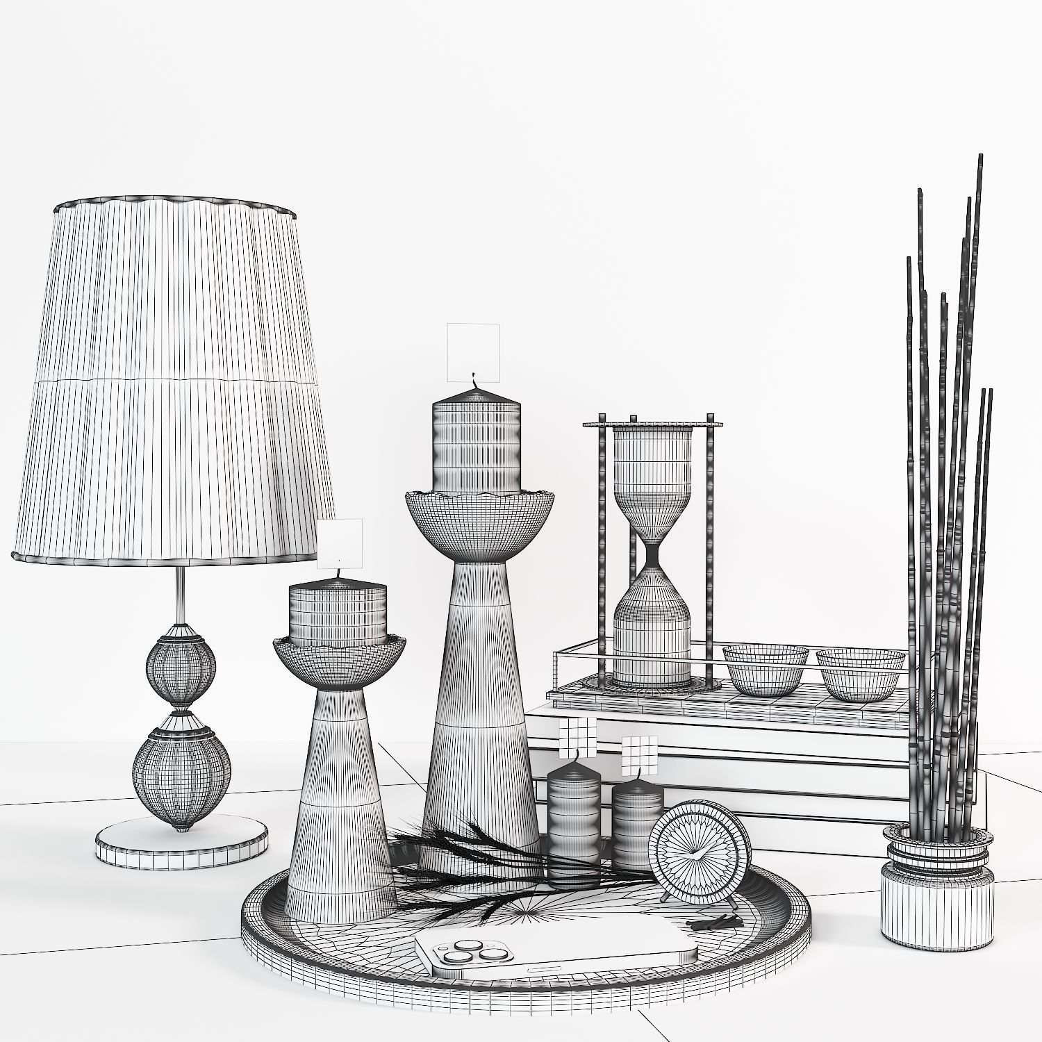 Decorative set 6 Low-poly 3D model_1