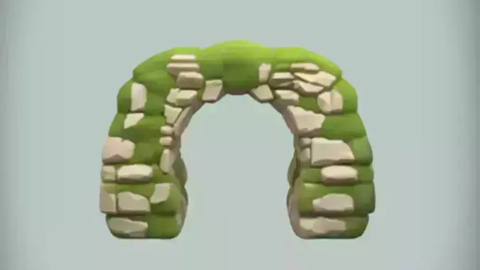 Stone arch covered in moss 3D model