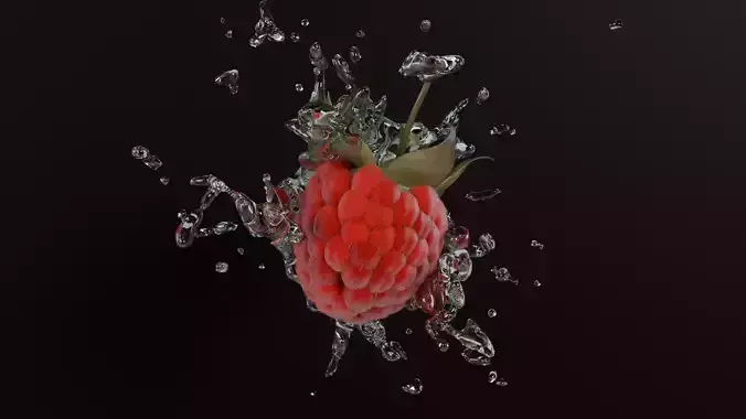 Photorealistic Raspberry  Low-poly 3D model
