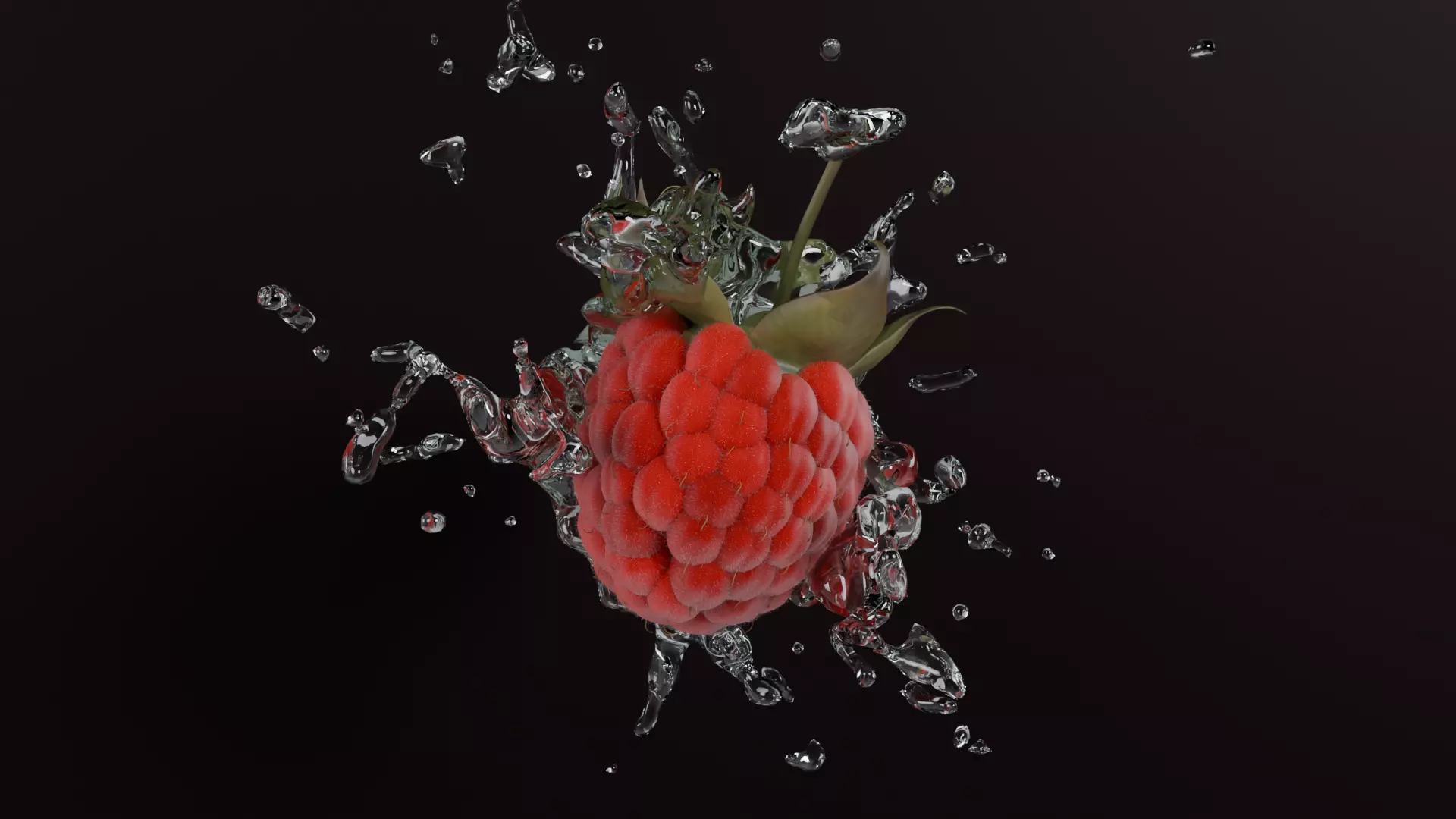 Photorealistic Raspberry  Low-poly 3D model_0