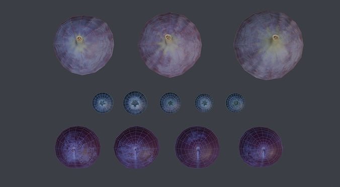 Fruit Plums Figs Blueberries with plate 3D model 6