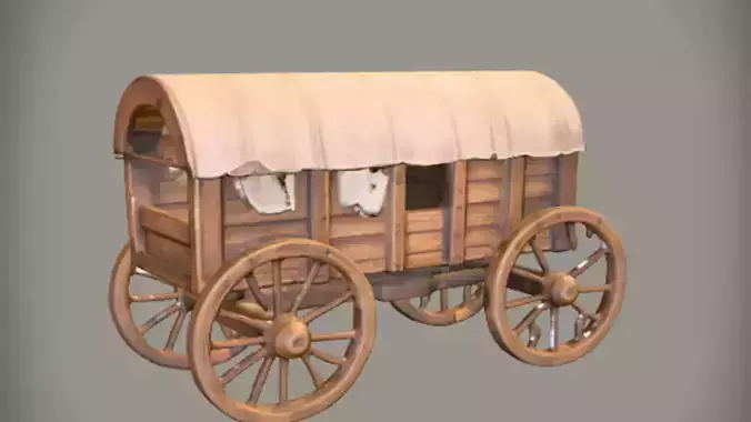 Wooden covered wagon