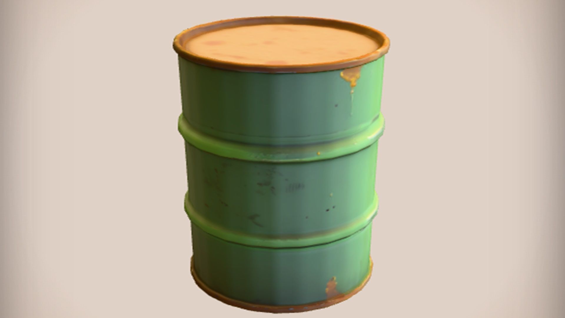 rusty green metal barrel 3D model_35