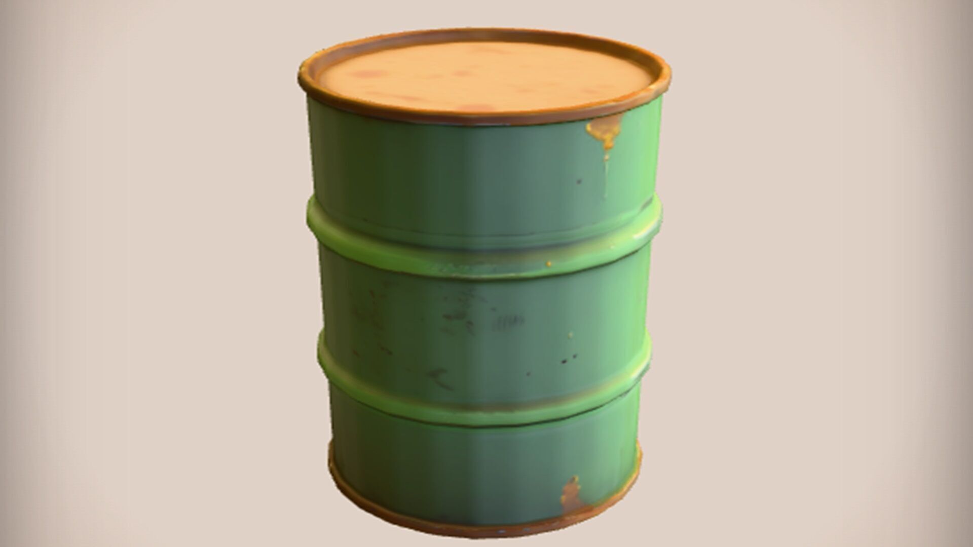 rusty green metal barrel 3D model_9