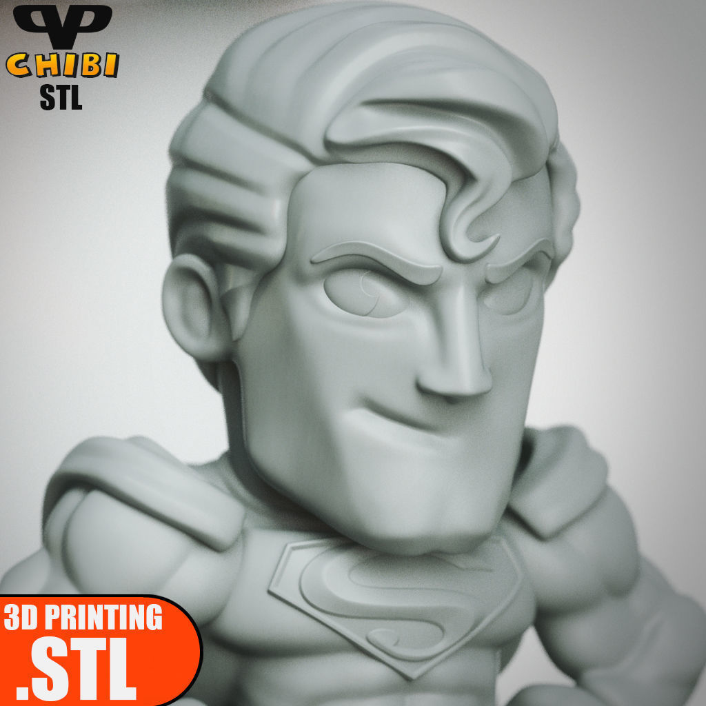Superman Chibi STL for 3D Printing ChibiSTL 3DXM 3D print model_4
