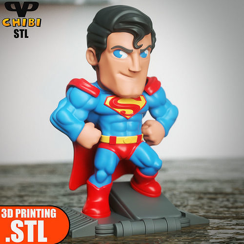 Superman Chibi STL for 3D Printing ChibiSTL 3DXM 3D print model