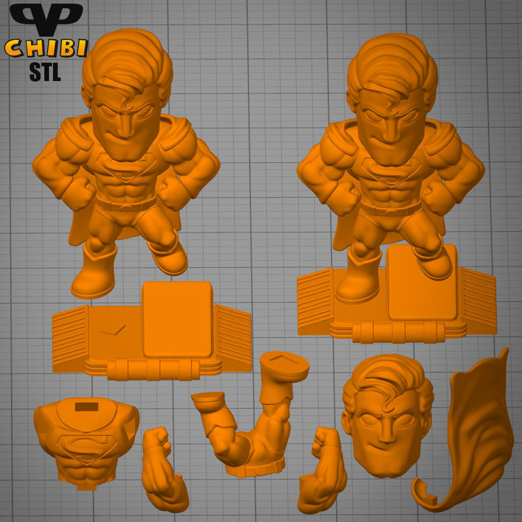 Superman Chibi STL for 3D Printing ChibiSTL 3DXM 3D print model_2