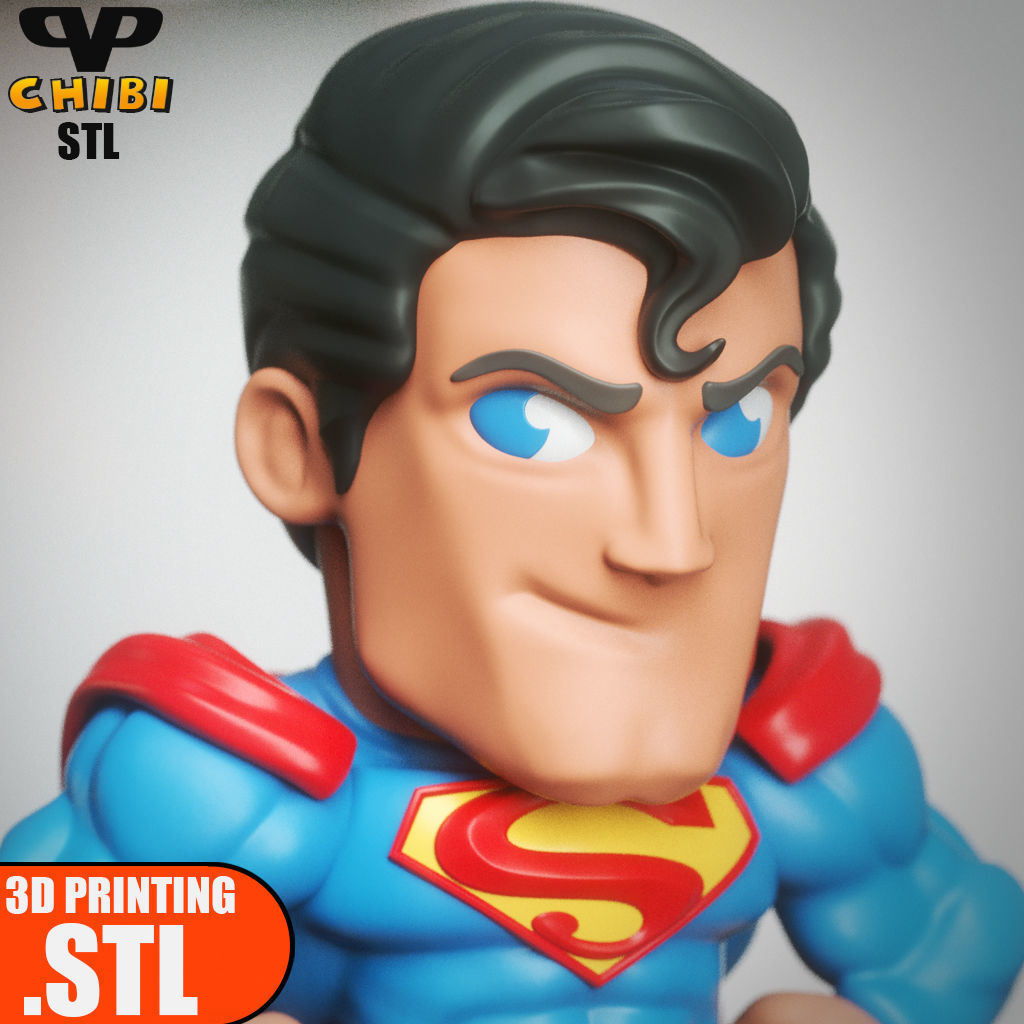 Superman Chibi STL for 3D Printing ChibiSTL 3DXM 3D print model_1
