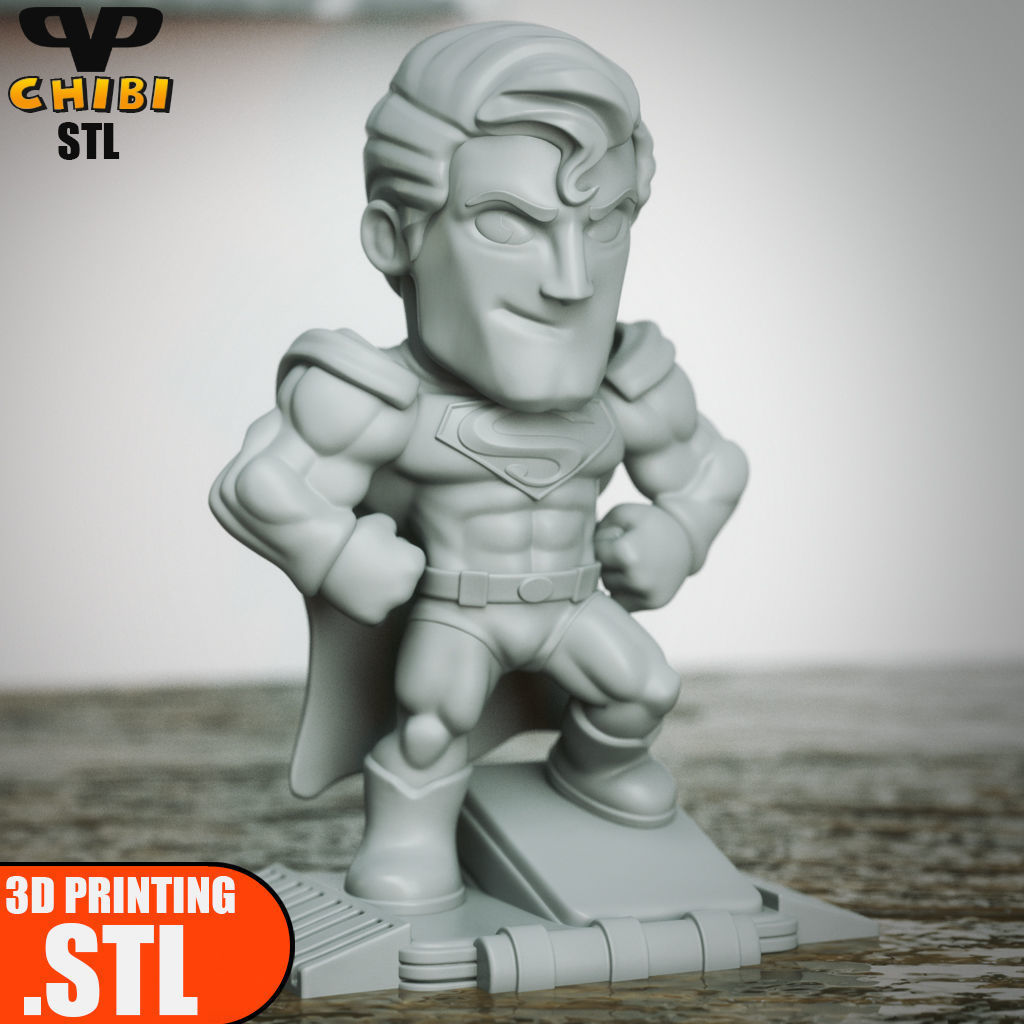 Superman Chibi STL for 3D Printing ChibiSTL 3DXM 3D print model_3