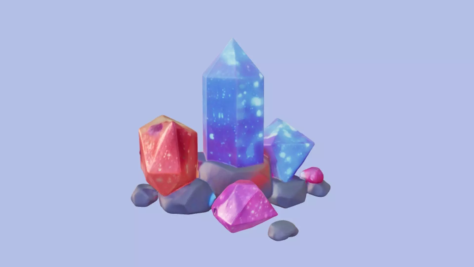 Colorfull Crystals 3D Game Ready Model 3D model_0