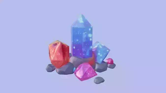 Colorfull Crystals  3D Game Ready Model 3D model