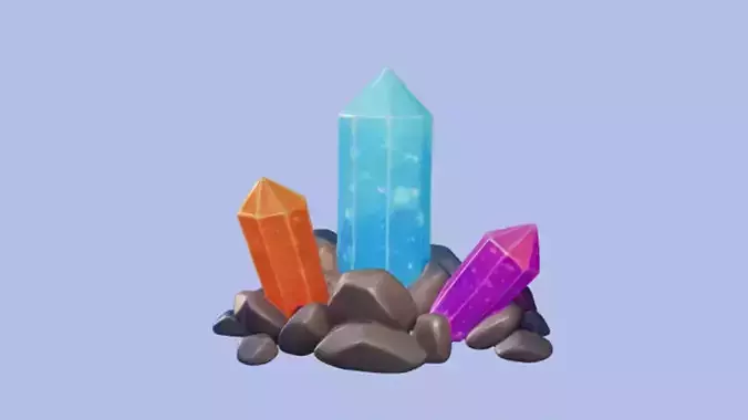 Crystals Game Ready 3D Model 3D model