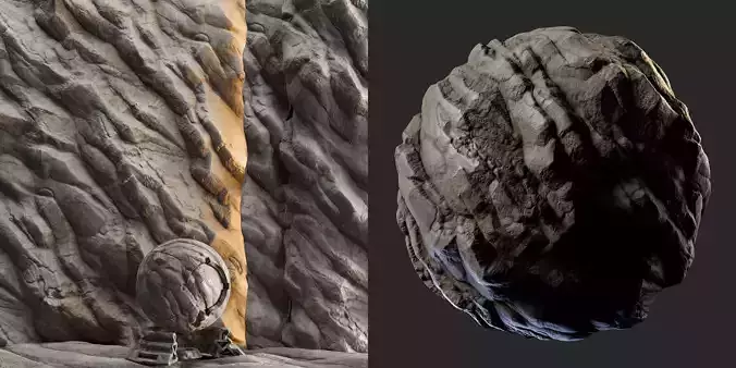 H124 Rock Cliff - PBR - 4K - Seamless - SBSAR