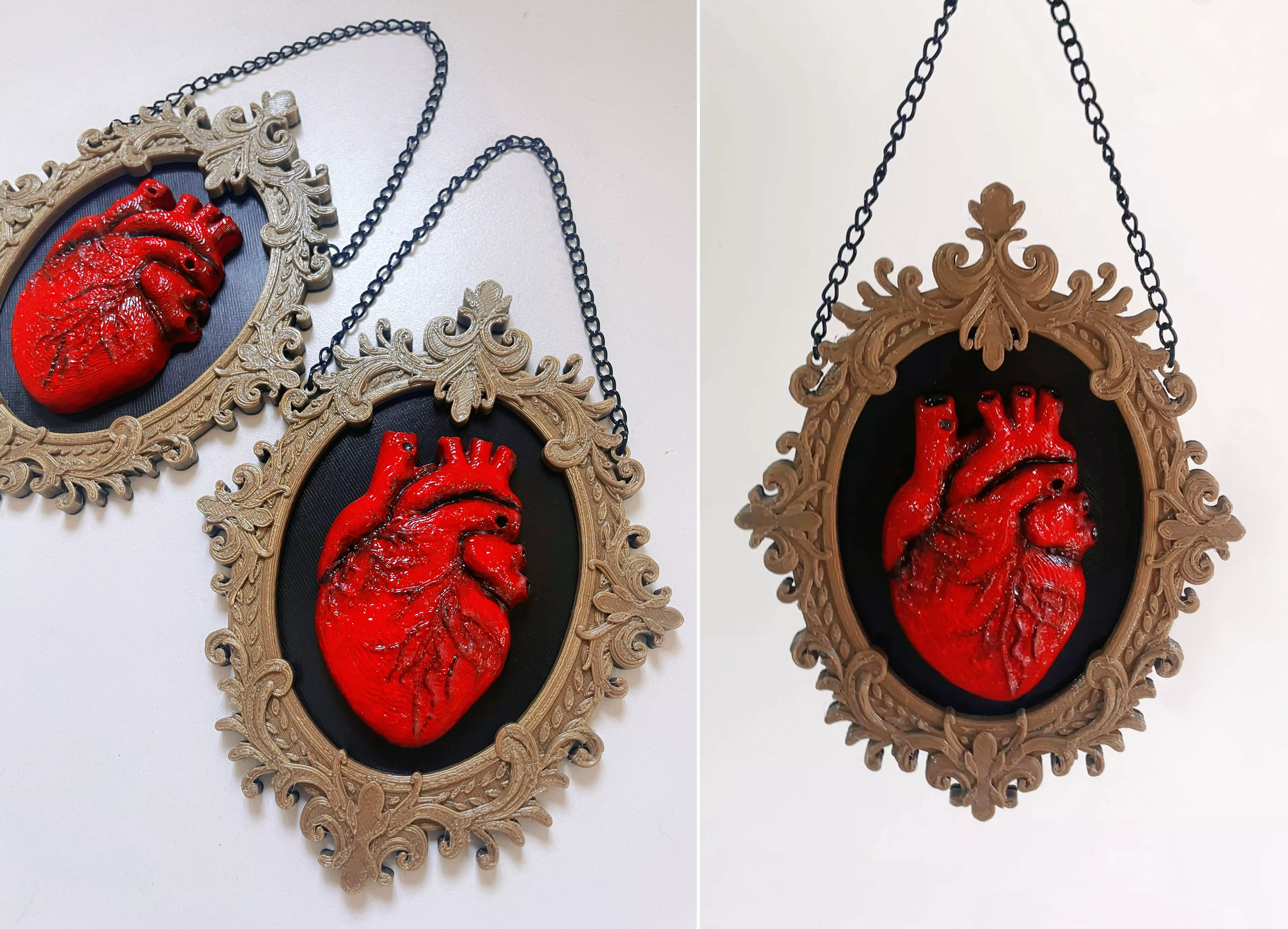 Anatomical Heart in Elegant Baroque Frame 3D print model_0