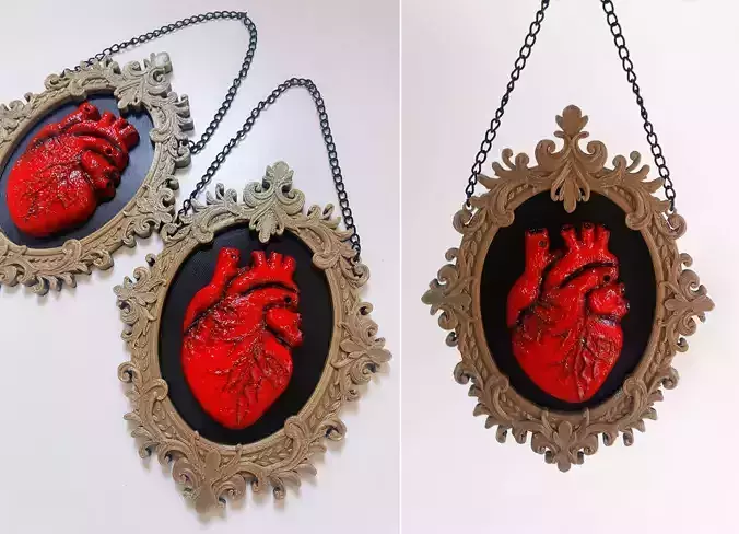 Anatomical Heart in Elegant Baroque Frame