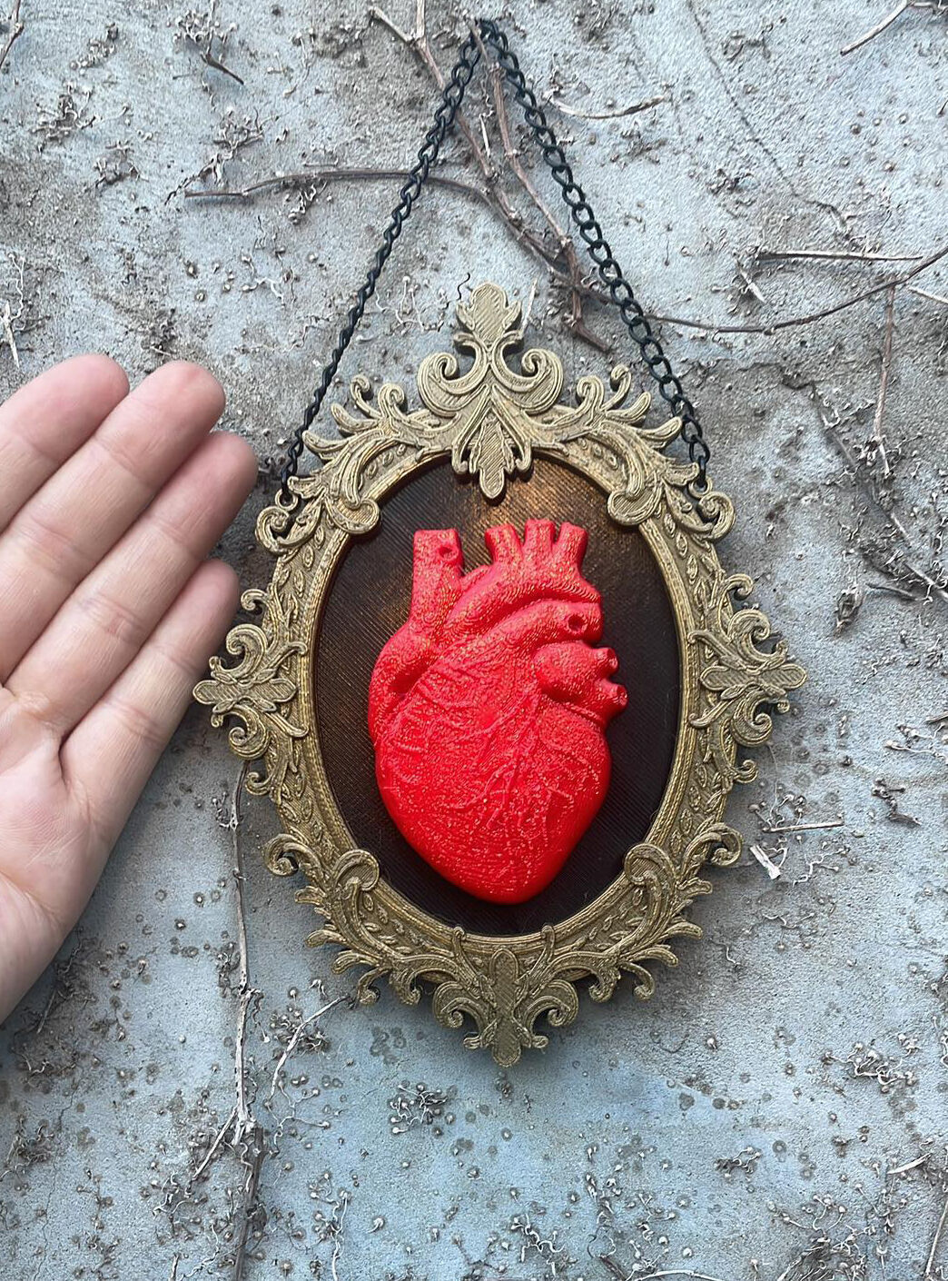 Anatomical Heart in Elegant Baroque Frame 3D print model_7