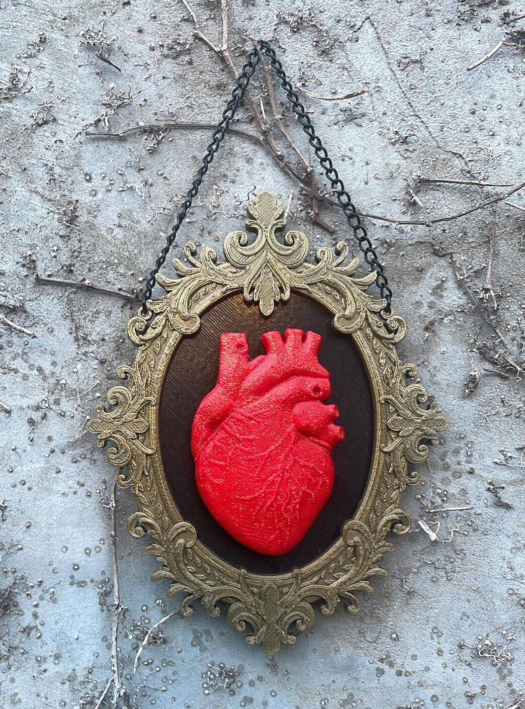 Anatomical Heart in Elegant Baroque Frame 3D print model_6