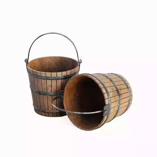 Wooden Bucket 03 3D model