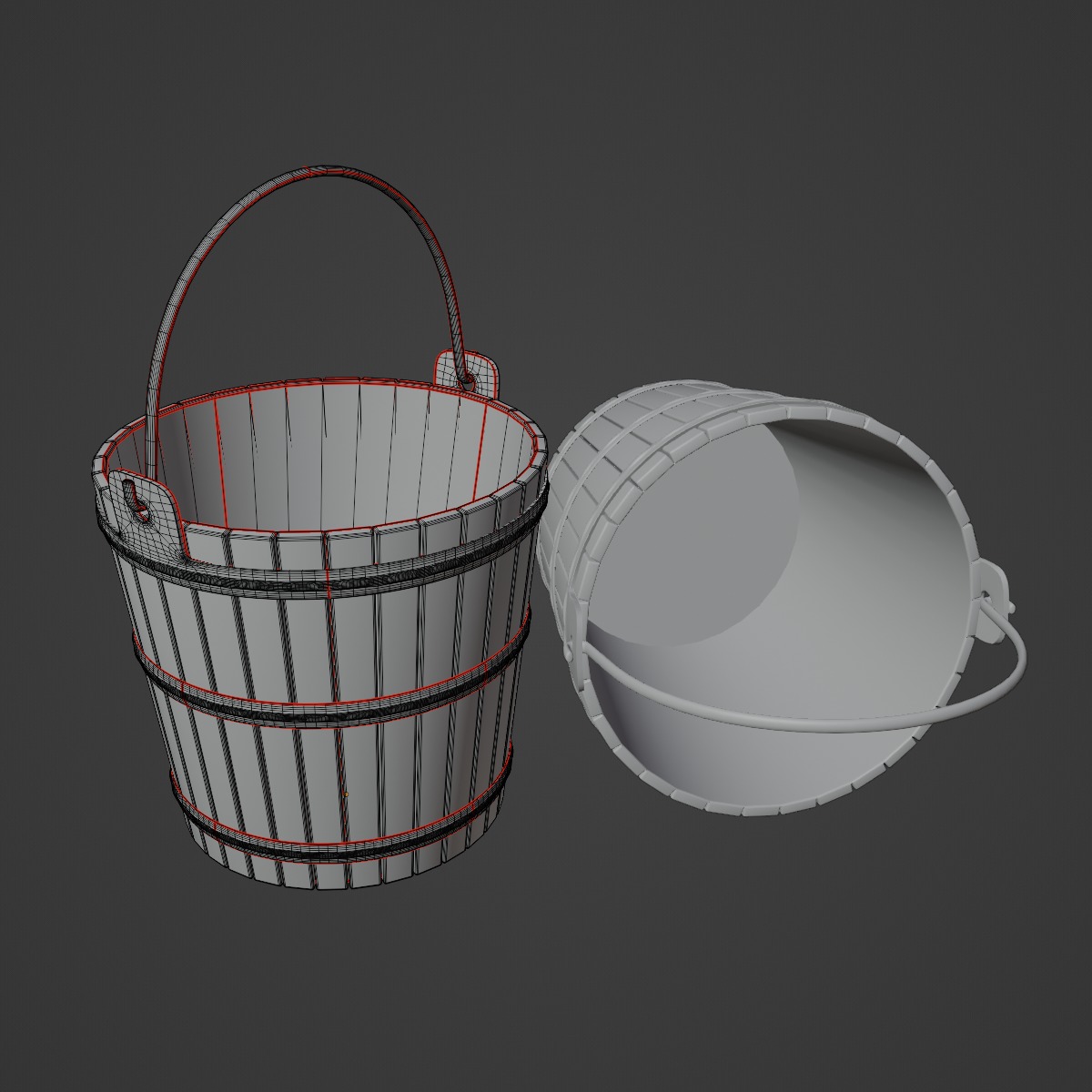 Wooden Bucket 03 3D model_9
