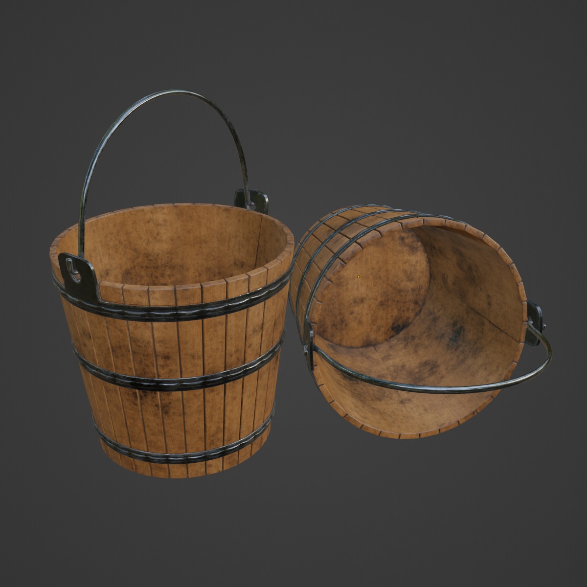 Wooden Bucket 03 3D model_6