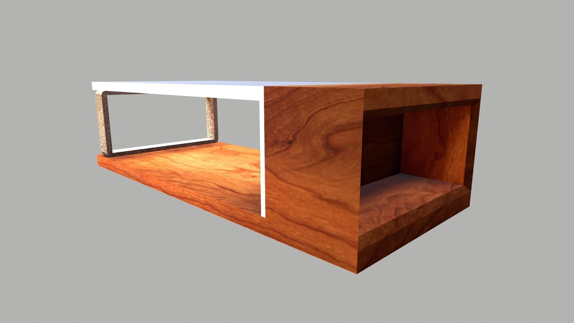 Wooden Glass table Low-poly 3D model_4