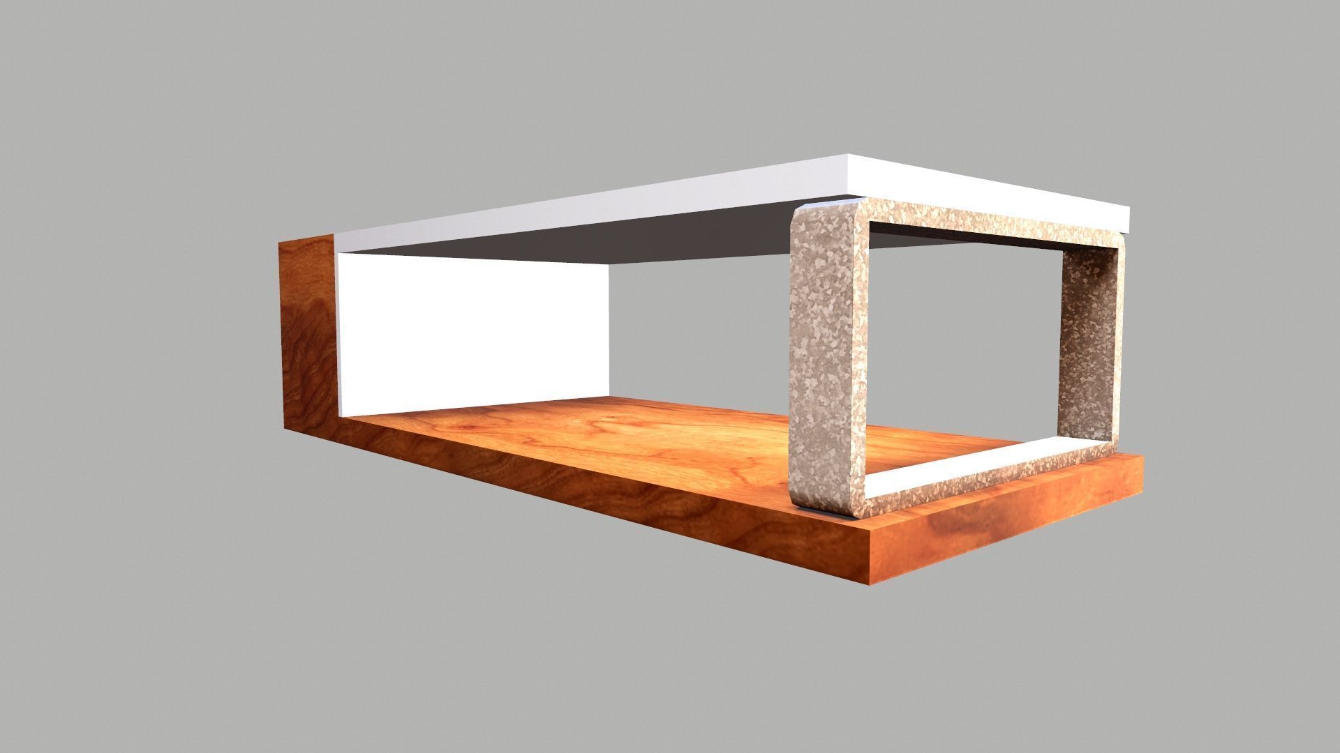 Wooden Glass table Low-poly 3D model_7