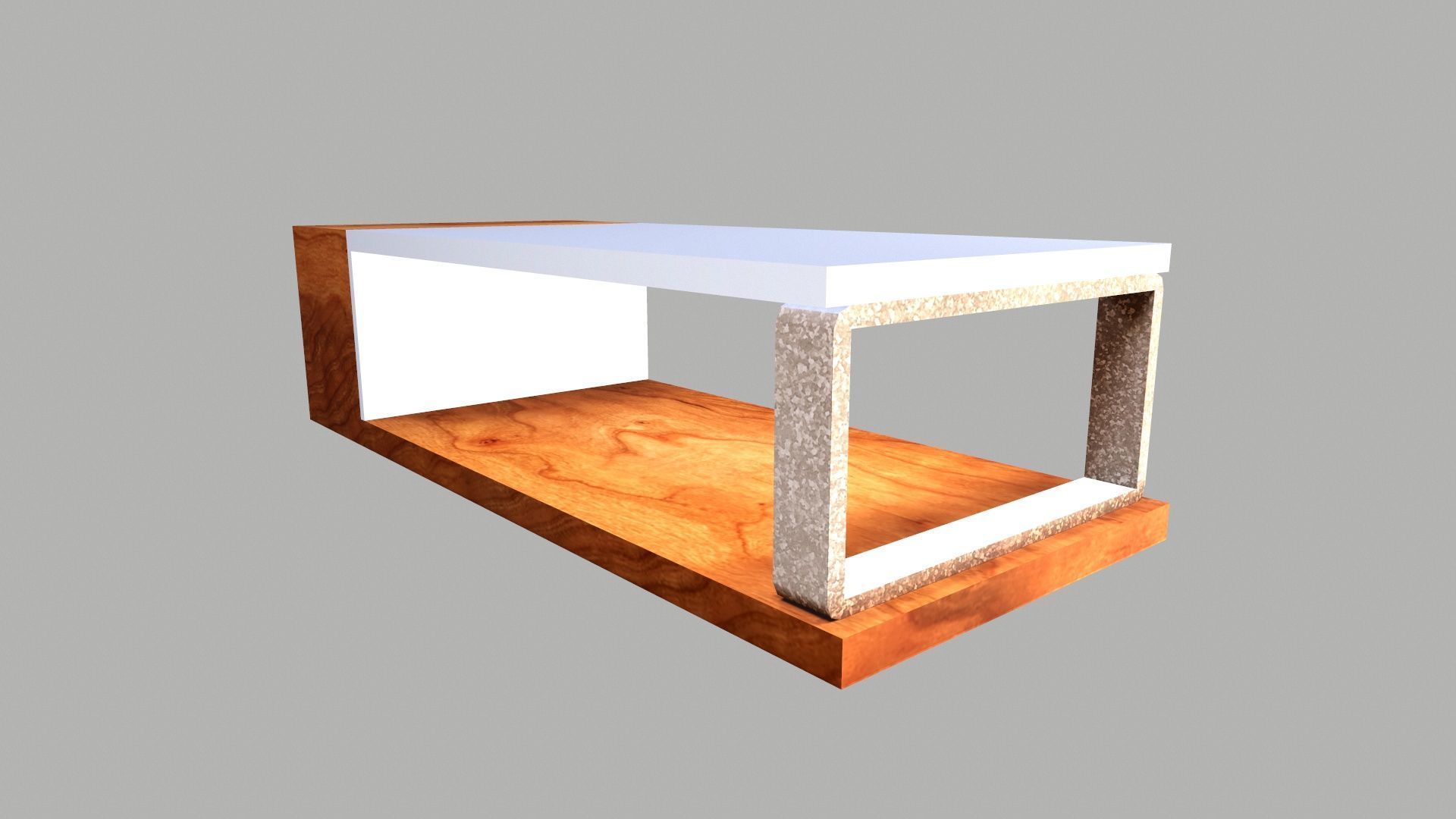 Wooden Glass table Low-poly 3D model_2