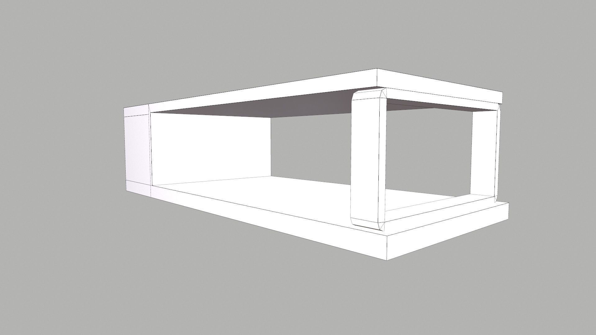 Wooden Glass table Low-poly 3D model_8