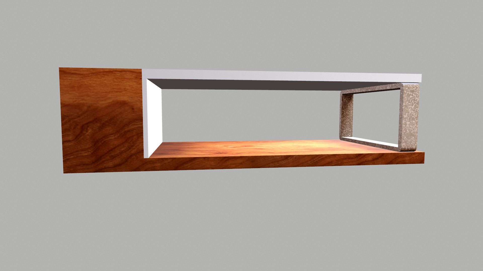 Wooden Glass table Low-poly 3D model_5