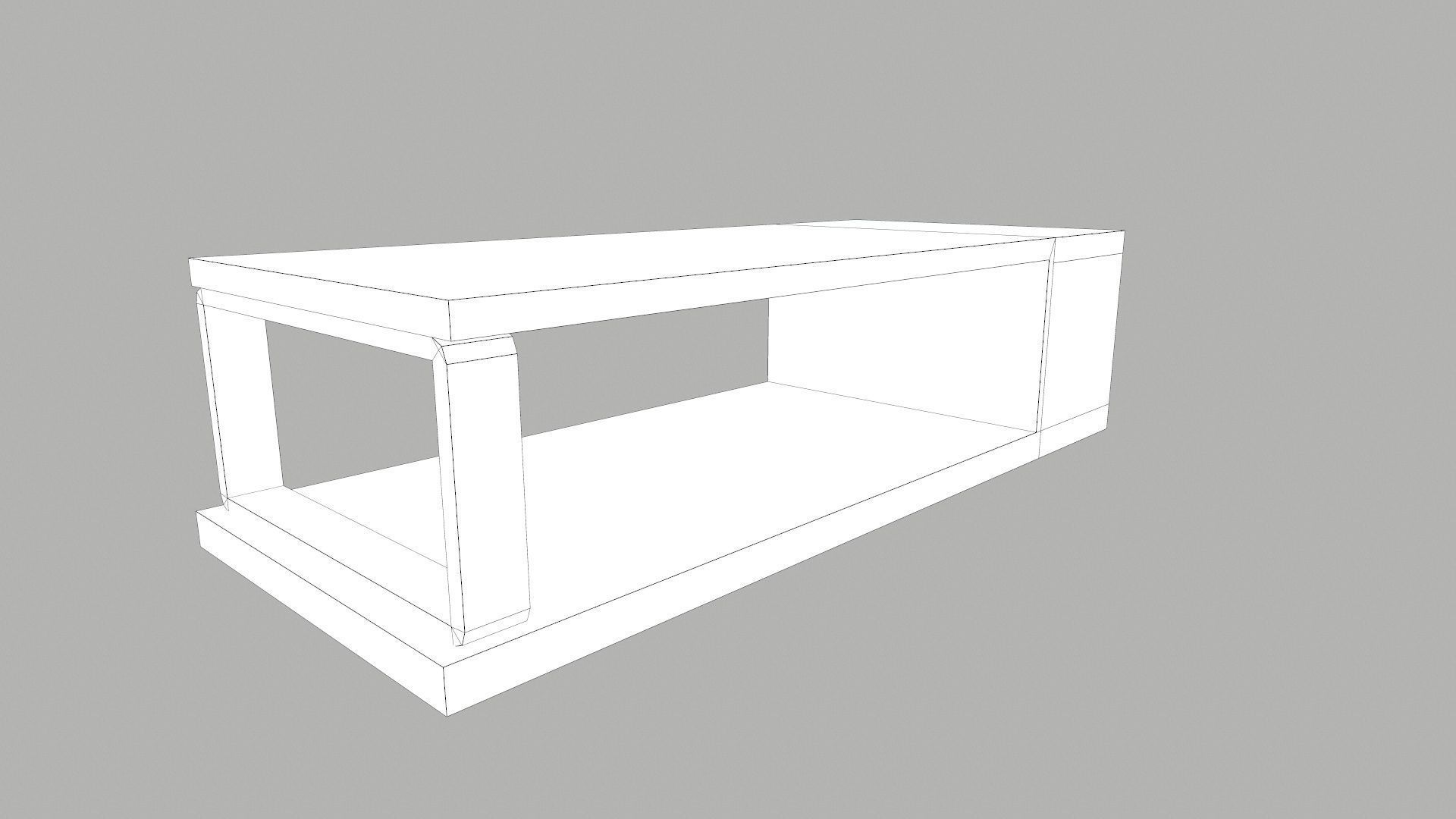 Wooden Glass table Low-poly 3D model_9